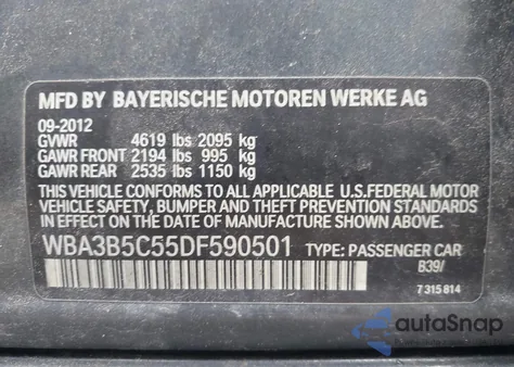 2013 BMW 328I xDrive z USA, uszkodzony, nr VIN WBA3B5C55DF590501